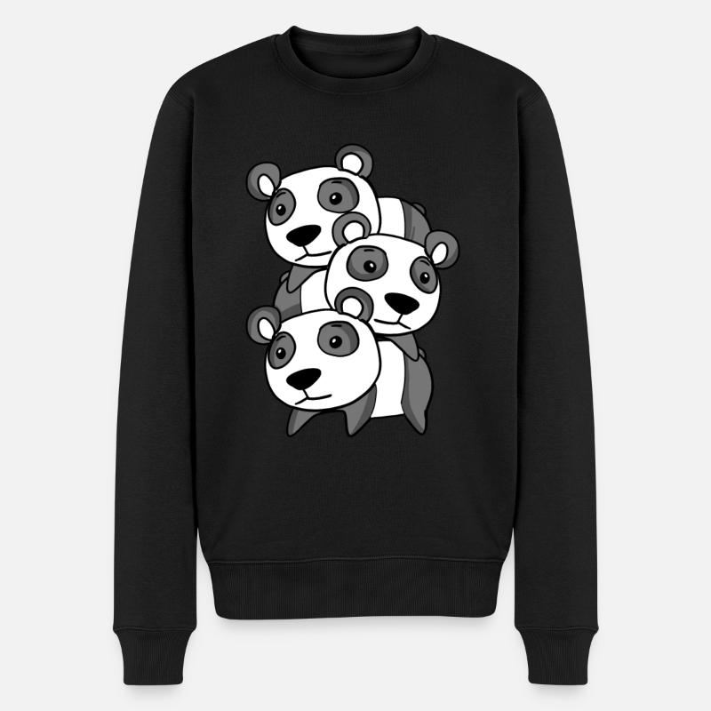 Pandas Panda - Männer Premium Bio Pullover - Schwarz