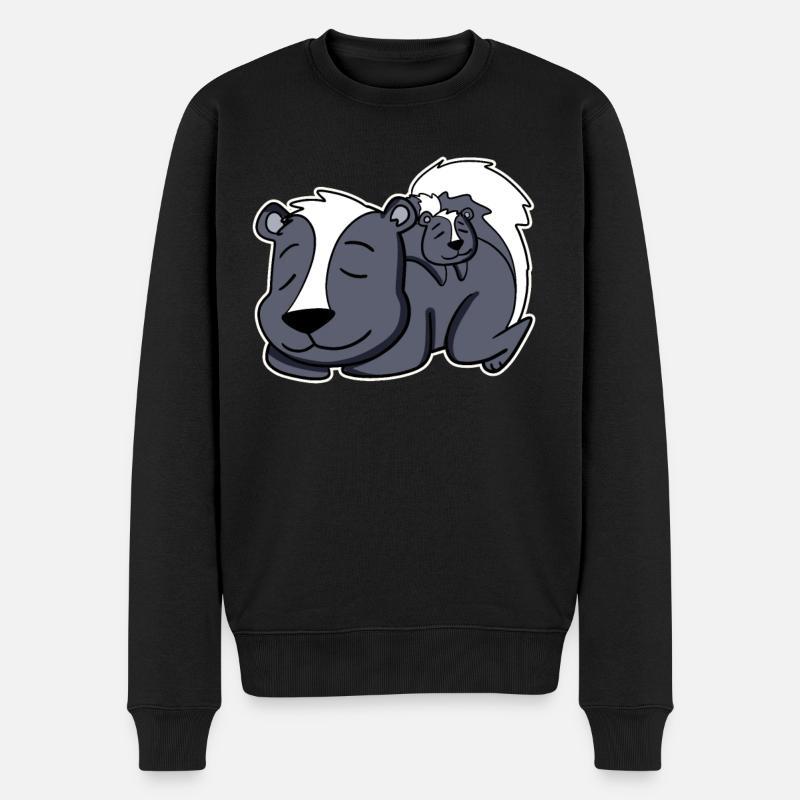 Stinktier Familie - Stinktier mit Baby - Männer Premium Bio Pullover - Schwarz
