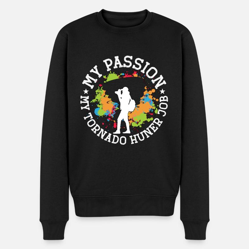 Chasseur de tornades Ma passion Ma chasse aux tempêtes de tornades - Pull Premium bio Homme - noir