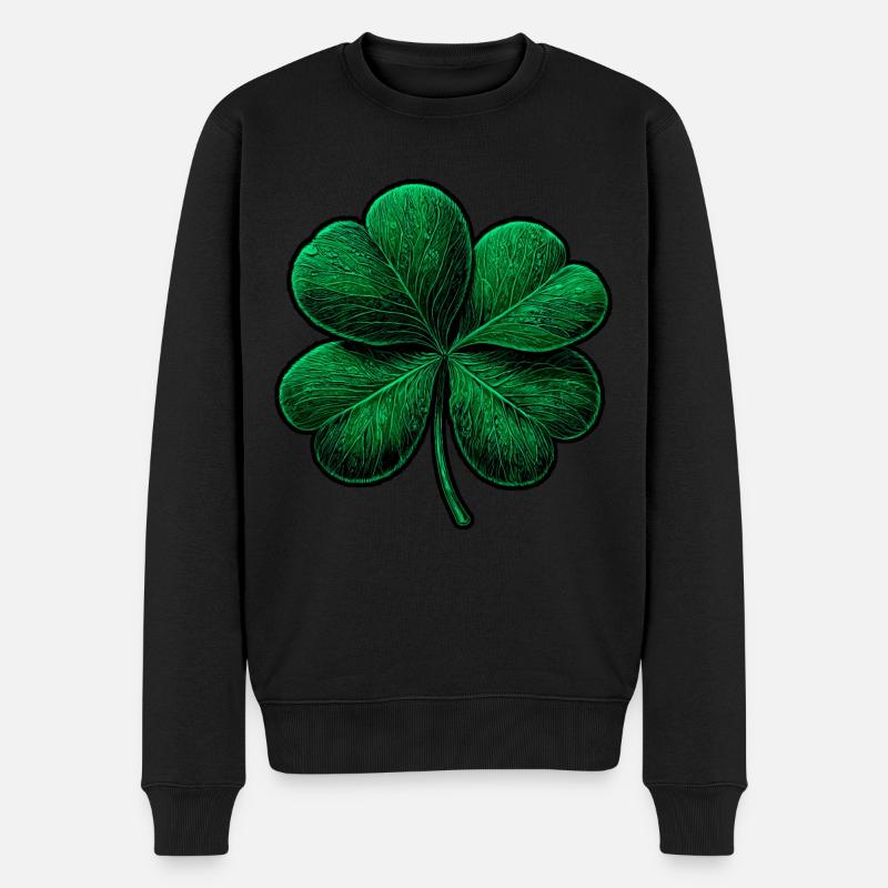Trèfle vert à quatre feuilles - Pull Premium bio Homme - noir
