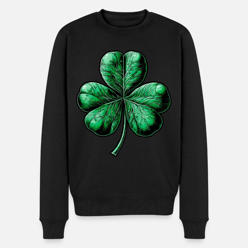 Trèfle vert à trois feuilles - Pull Premium bio Homme - noir