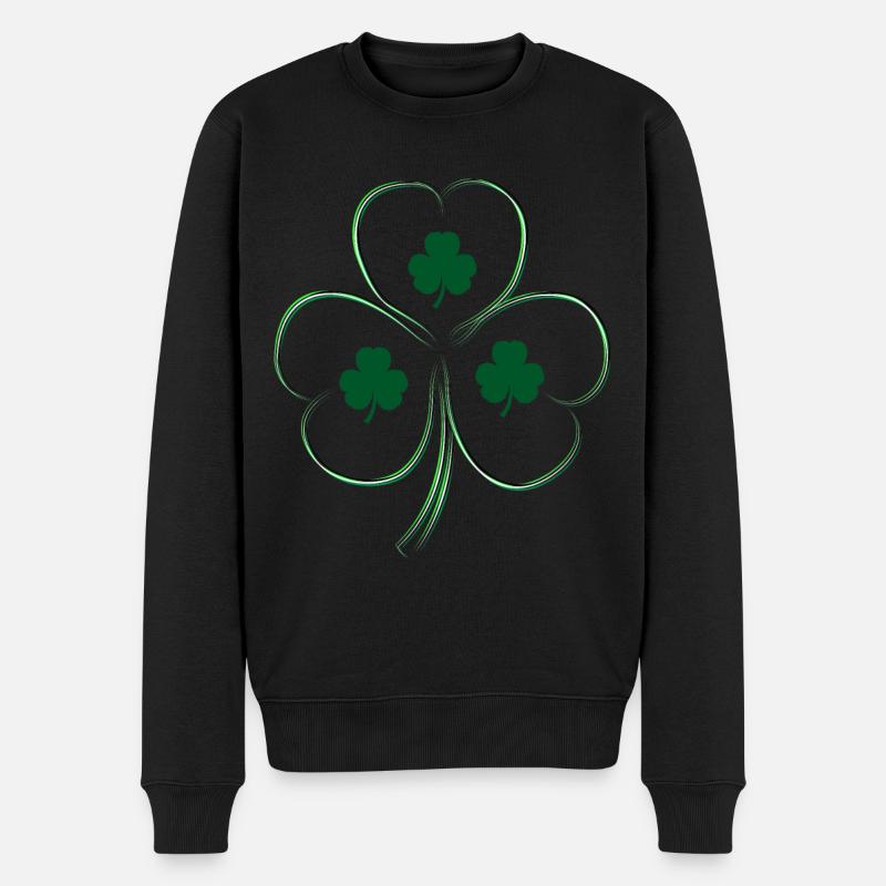 Herz Dreiblättriges Kleeblatt - Männer Premium Bio Pullover - Schwarz