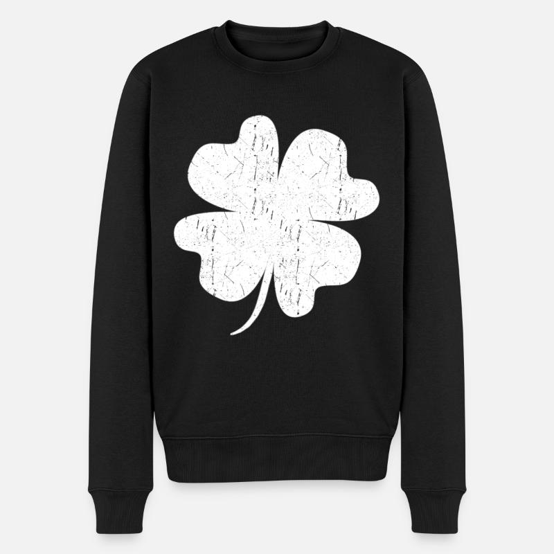 Shamrock blanc porte-bonheur - Pull Premium bio Homme - noir