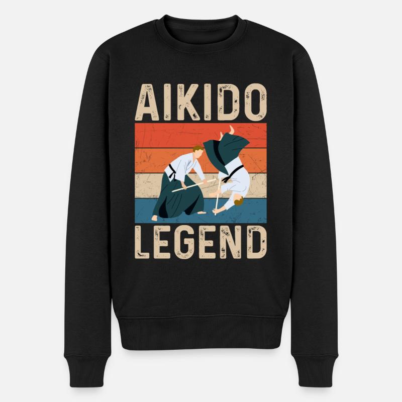 Aikido-Legende - Männer Premium Bio Pullover - Schwarz