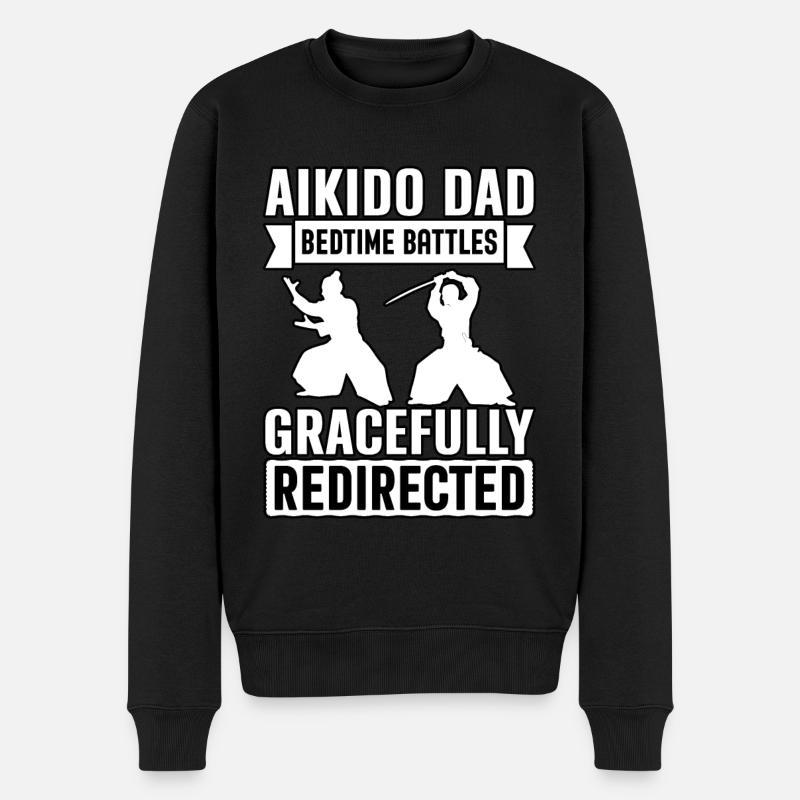 Aikido Papa Schlafenszeitkämpfe anmutig umgeleitet - Männer Premium Bio Pullover - Schwarz
