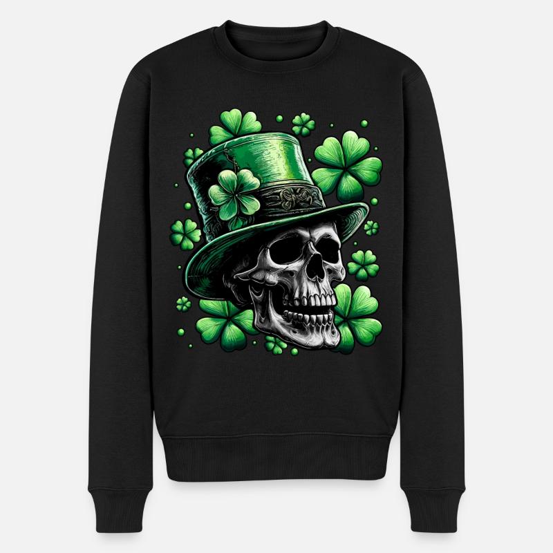 Irischer Totenkopf - Männer Premium Bio Pullover - Schwarz