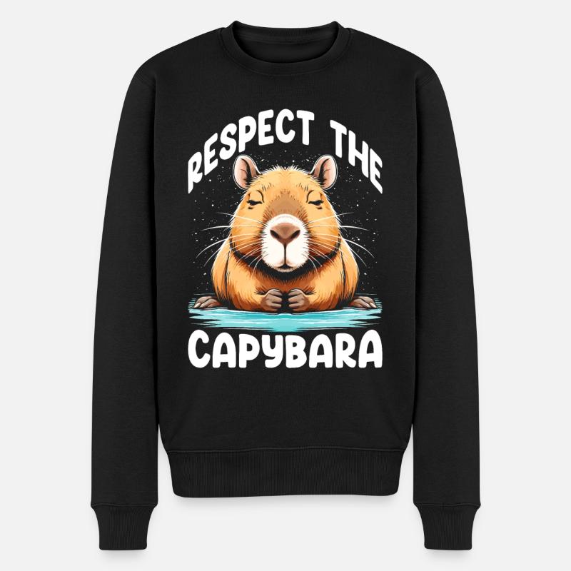 Respect The Capybara - Männer Premium Bio Pullover - Schwarz