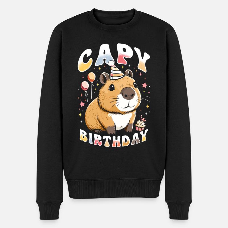 Capy Birthday - Männer Premium Bio Pullover - Schwarz