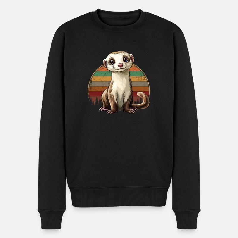ferret illustration - Männer Premium Bio Pullover - Schwarz