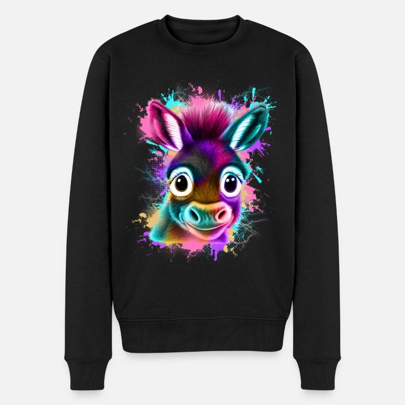 Esel Graffiti Bunt - Männer Premium Bio Pullover - Schwarz