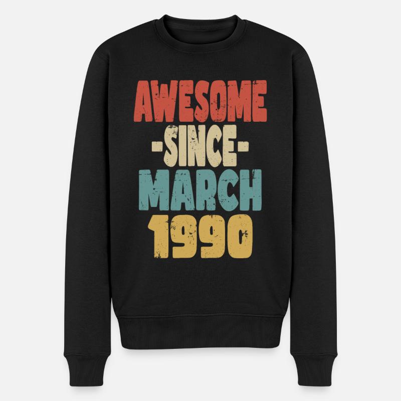Fantastischer März 1990 - Männer Premium Bio Pullover - Schwarz