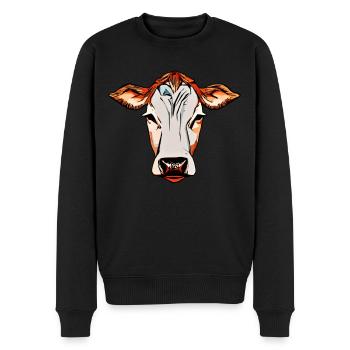 Cow Farm Motif Print - Men's Premium Organic Jumper - black - Front - Nico (187cm)