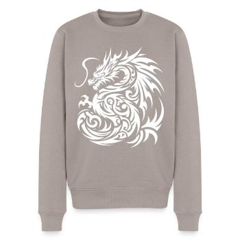 Dragon Tribal Tattoo Kunstvolles Design - Männer Premium Bio Pullover - Taupe - Vorne - Nico (187cm)