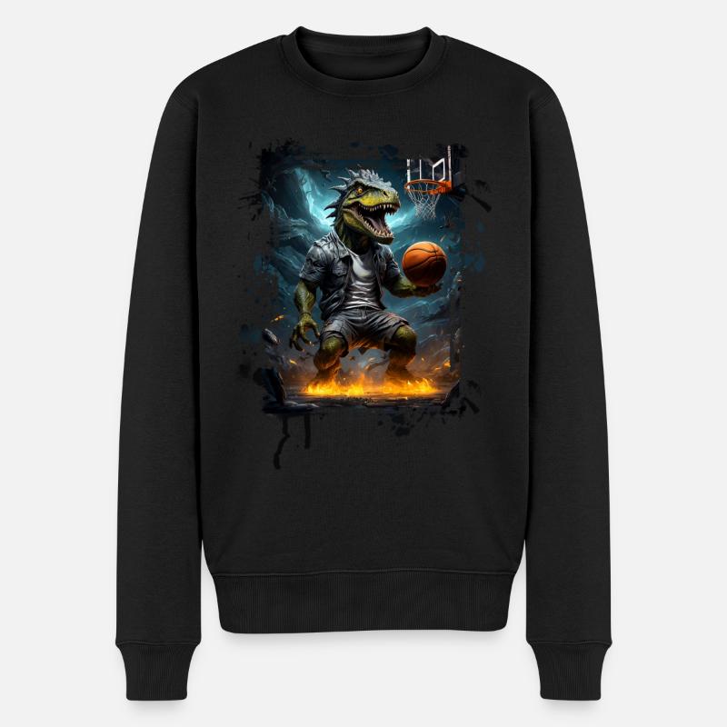 Basketball T Rex - Männer Premium Bio Pullover - Schwarz