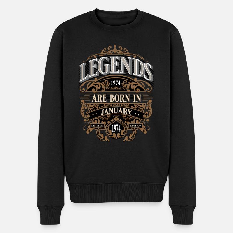1974 Januar Geboren Geburtstag Geburtsjahr Legende - Männer Premium Bio Pullover - Schwarz