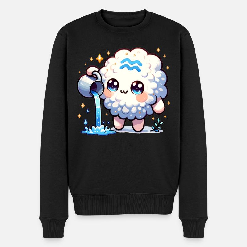 Wassermann Sternzeichen Kawaii Charakter Geburtstag - Männer Premium Bio Pullover - Schwarz