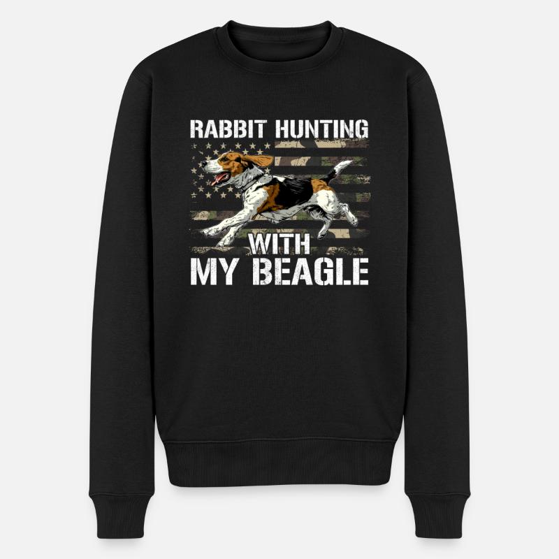 beagle rabbit hunting, beagle - Men's Premium Organic Jumper - black