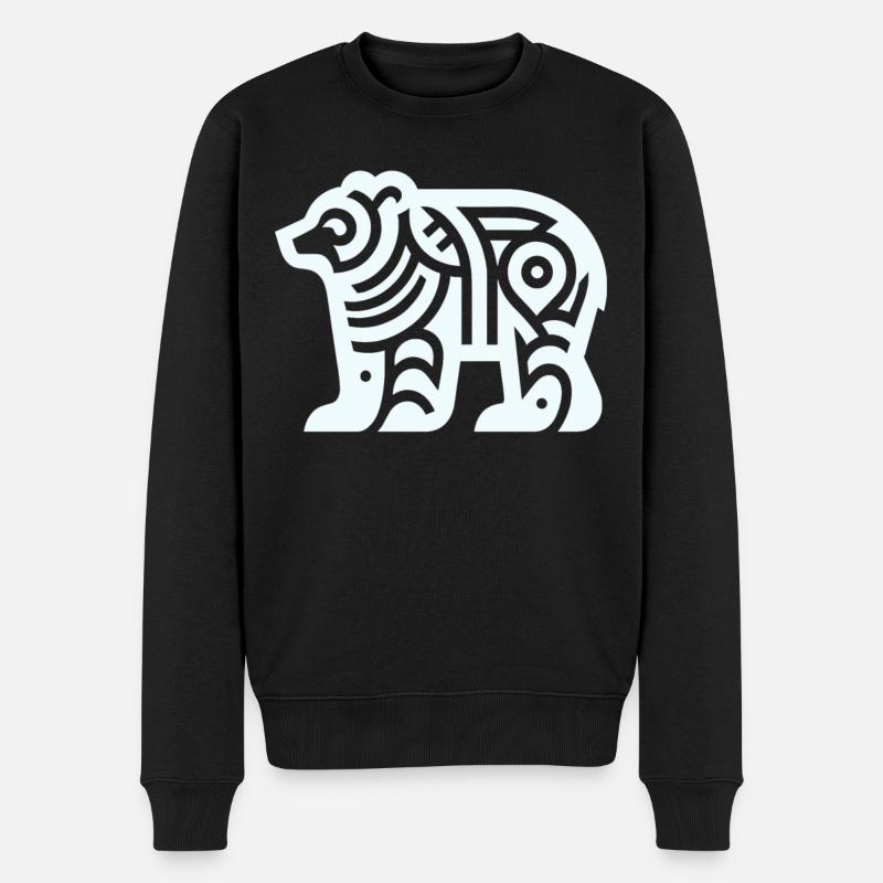 Bär Indianer-Tierkreis - Männer Premium Bio Pullover - Schwarz