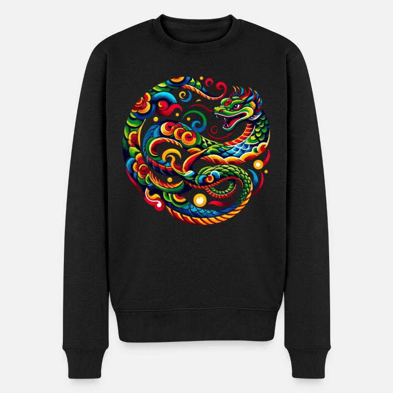Elegantes chinesisches Tierkreiszeichen-Schlangen-Design für die Astrologie - Männer Premium Bio Pullover - Schwarz
