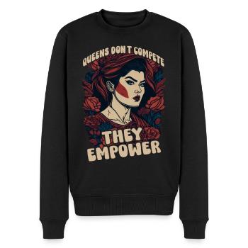Königinnen treten nicht an, sie ermächtigen - Männer Premium Bio Pullover - Schwarz - Vorne - Nico (187cm)