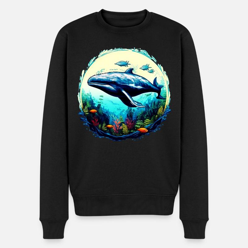 Blauwal - Männer Premium Bio Pullover - Schwarz