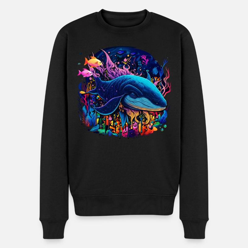 Blue Whale - Männer Premium Bio Pullover - Schwarz