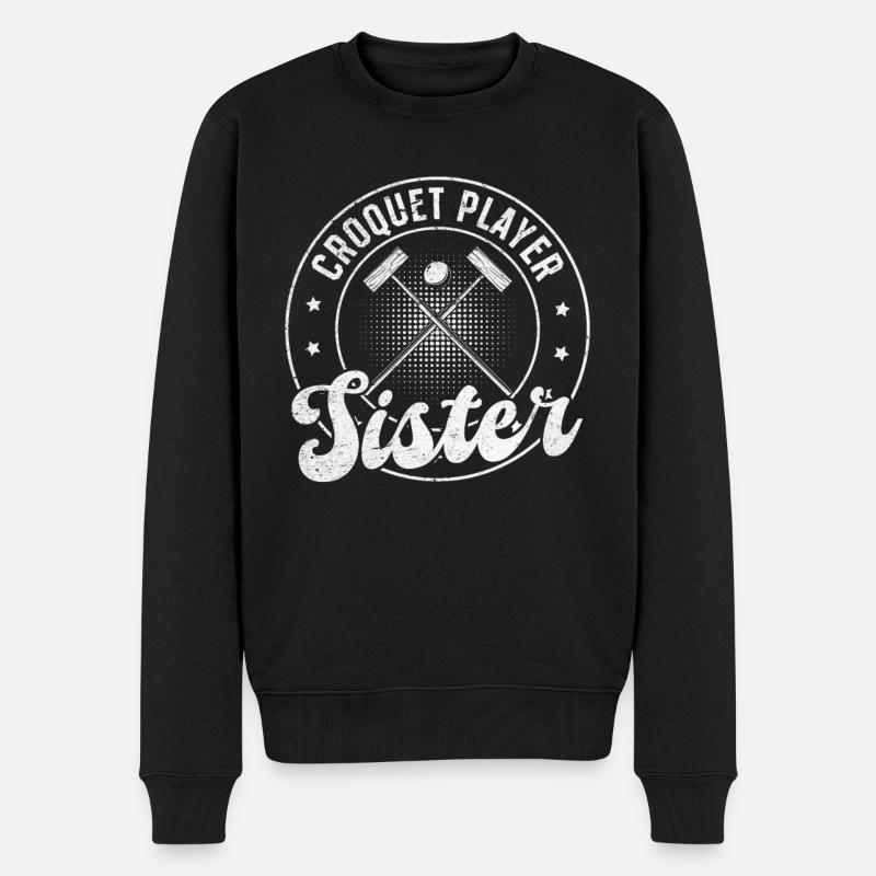 Croquet Player Sister - Männer Premium Bio Pullover - Schwarz