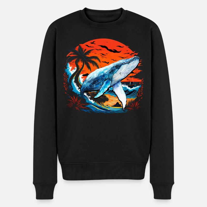 Blauwal - Männer Premium Bio Pullover - Schwarz