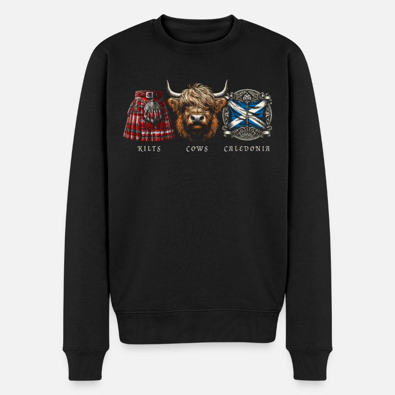 Kilts Cows Caledonia - Männer Premium Bio Pullover - Schwarz