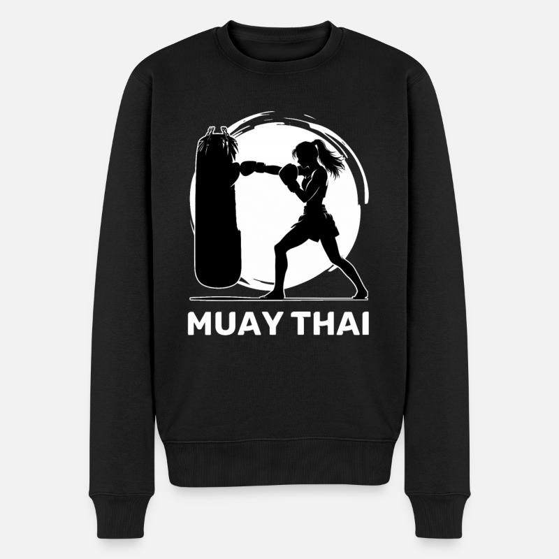 Muay Thai Frau - Männer Premium Bio Pullover - Schwarz