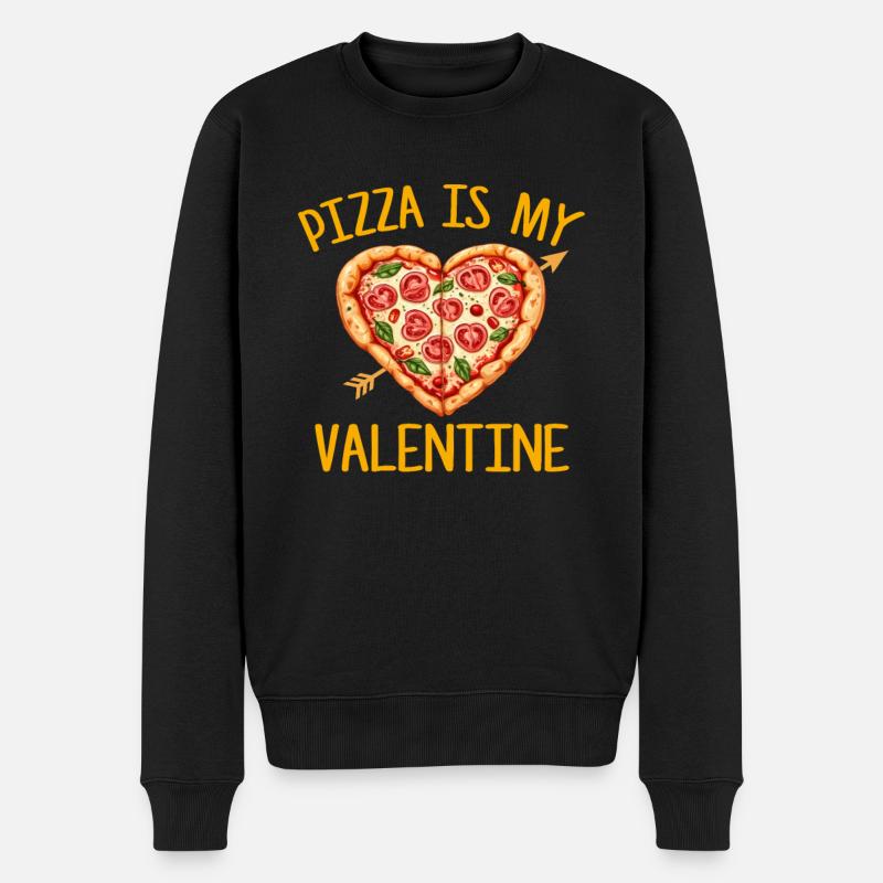 pizza is my valentine, valentines - Männer Premium Bio Pullover - Schwarz