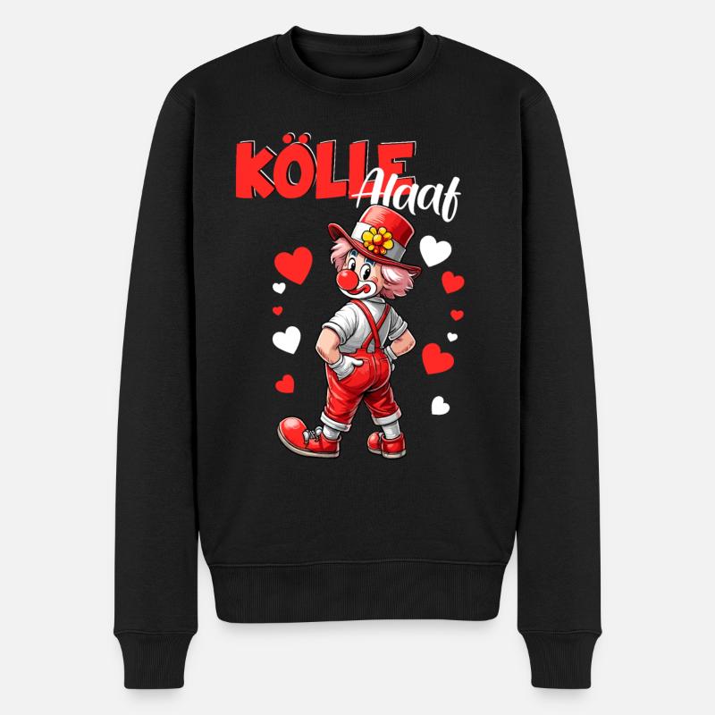 Köln Kölle Alaaf Karneval Clown Rut Wiess Kostüm - Männer Premium Bio Pullover - Schwarz