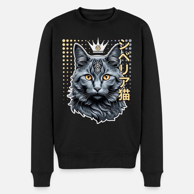 Sibirische Katze - Männer Premium Bio Pullover - Schwarz