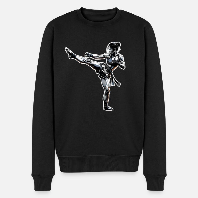Muay Thai Mädchen - Männer Premium Bio Pullover - Schwarz