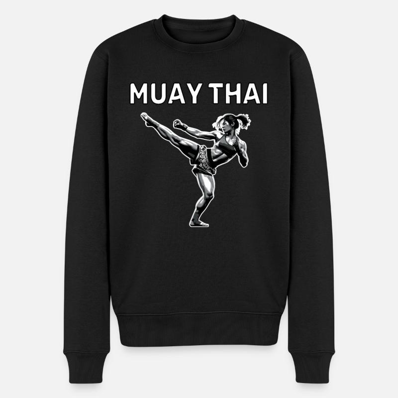 Muay Thai Mädchen - Männer Premium Bio Pullover - Schwarz