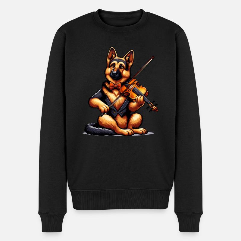 German Shepherd playing violin - Men's Premium Organic Jumper - black