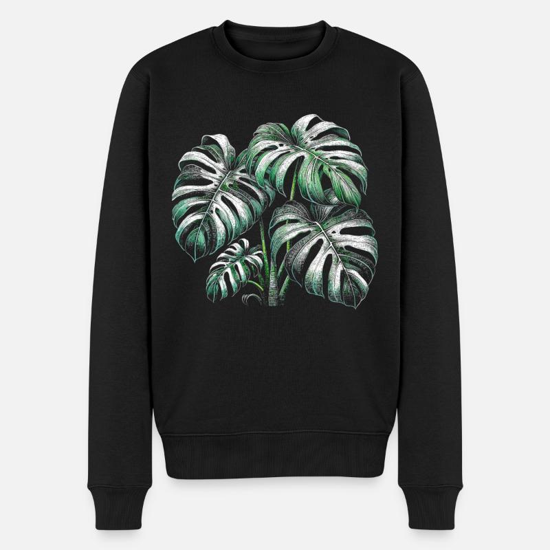Variegated Monstera - Männer Premium Bio Pullover - Schwarz