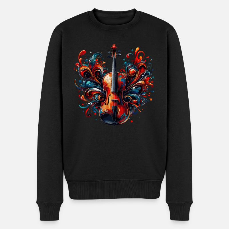 Bunte Geigenzeichnung - Männer Premium Bio Pullover - Schwarz
