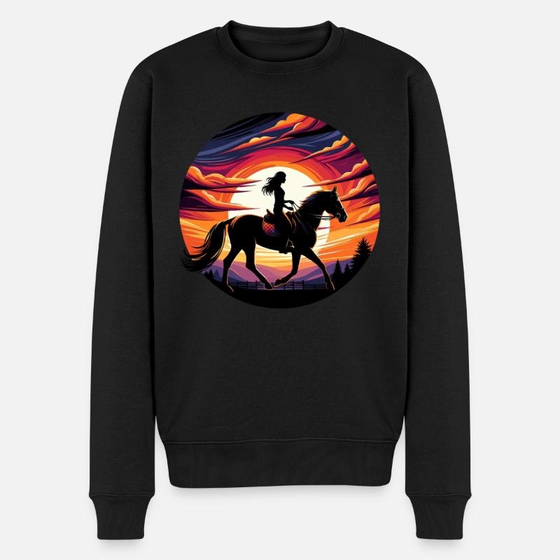 Quarter Horse Mädchen - Männer Premium Bio Pullover - Schwarz