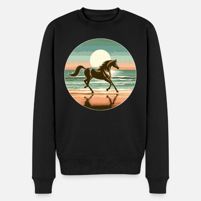 Arabische Pferdekunst - Männer Premium Bio Pullover - Schwarz