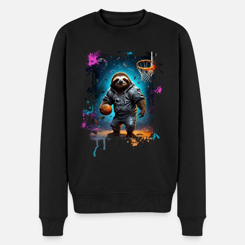 Faultier Basketball Basketballer - Männer Premium Bio Pullover - Schwarz
