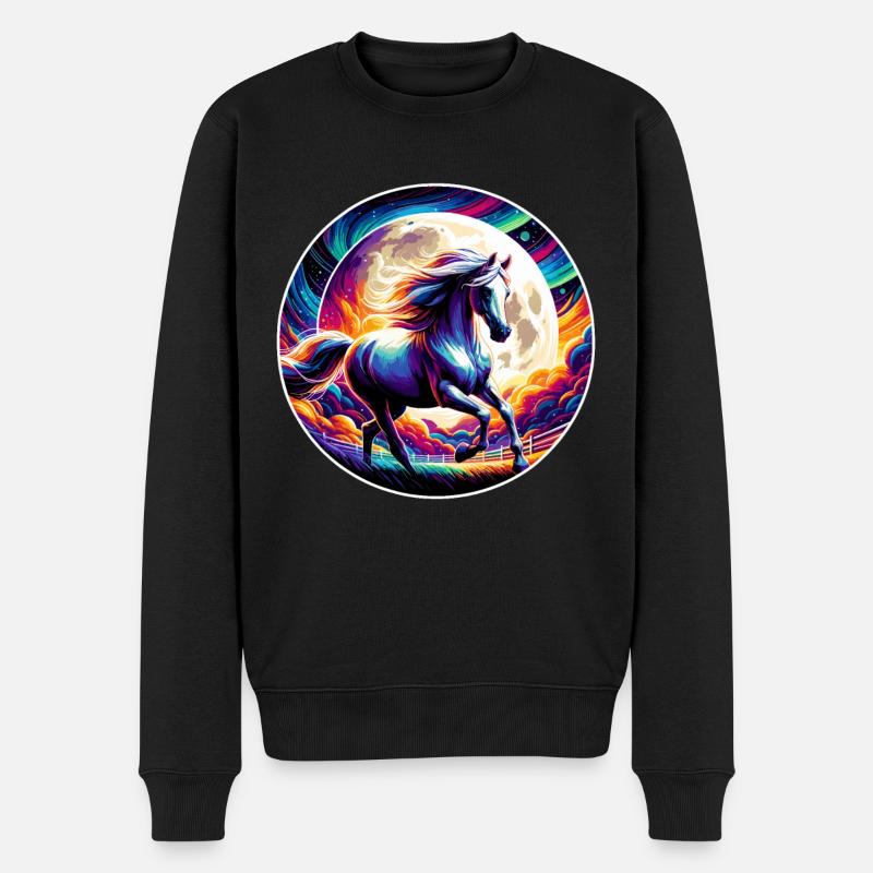 Arabische Pferdekunst - Männer Premium Bio Pullover - Schwarz