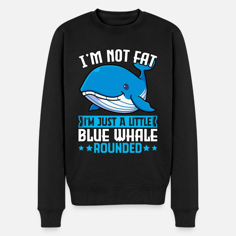 Ich bin nicht dick, ich bin nur ein kleiner Blauwal rundlich - Männer Premium Bio Pullover - Schwarz