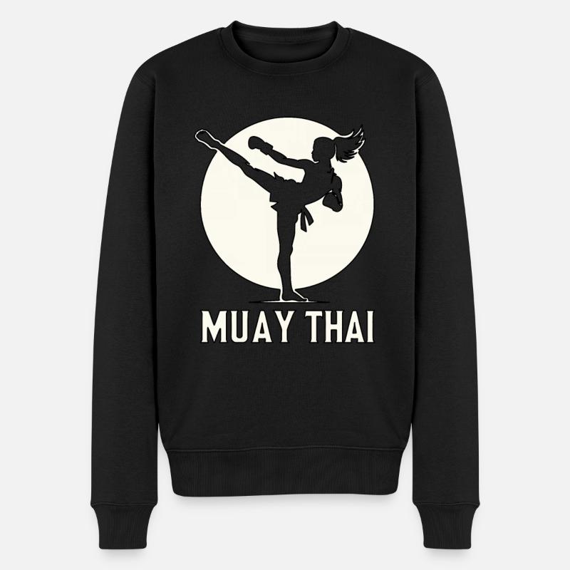 Muay Thai Frau - Männer Premium Bio Pullover - Schwarz