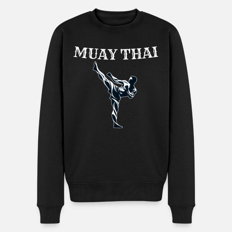Muay Thai Kämpfer Design - Männer Premium Bio Pullover - Schwarz