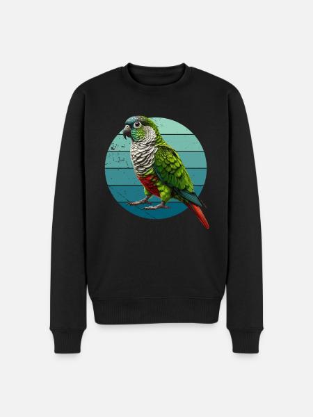 Grünwangen-Conure-Illustration Conure-Papagei - Männer Premium Bio Pullover - Schwarz