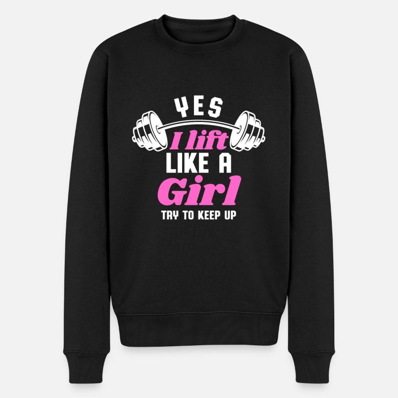 Ich Stemme Wie Ein Mädchen Gewichtheben Frauen Gym - Männer Premium Bio Pullover - Schwarz