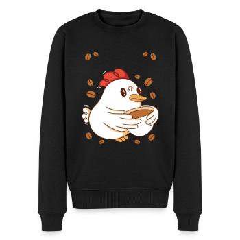 Pause-café Caféine Poulet Petit-déjeuner Early Bird - Pull Premium bio Homme - noir - Devant - Nico (187cm)
