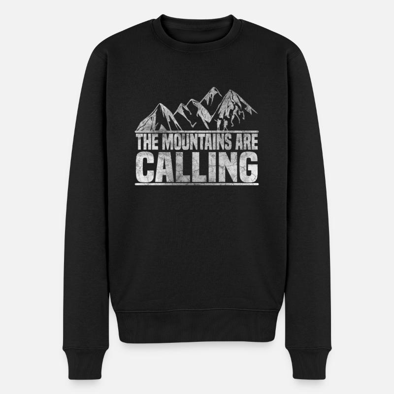 Die Berge rufen Bergsteiger - Männer Premium Bio Pullover - Schwarz