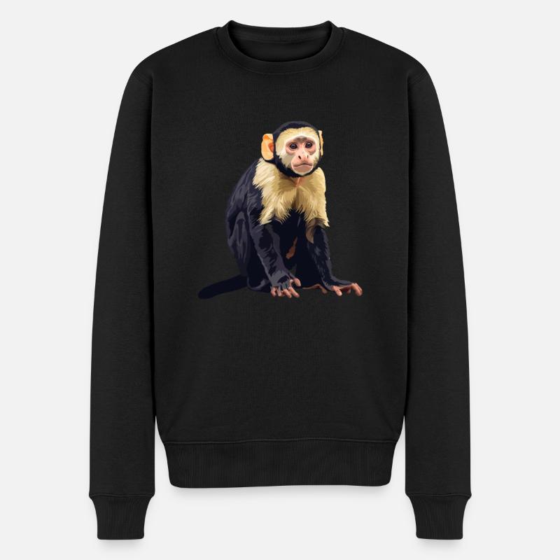 Capuchin monkey whisperer - Männer Premium Bio Pullover - Schwarz